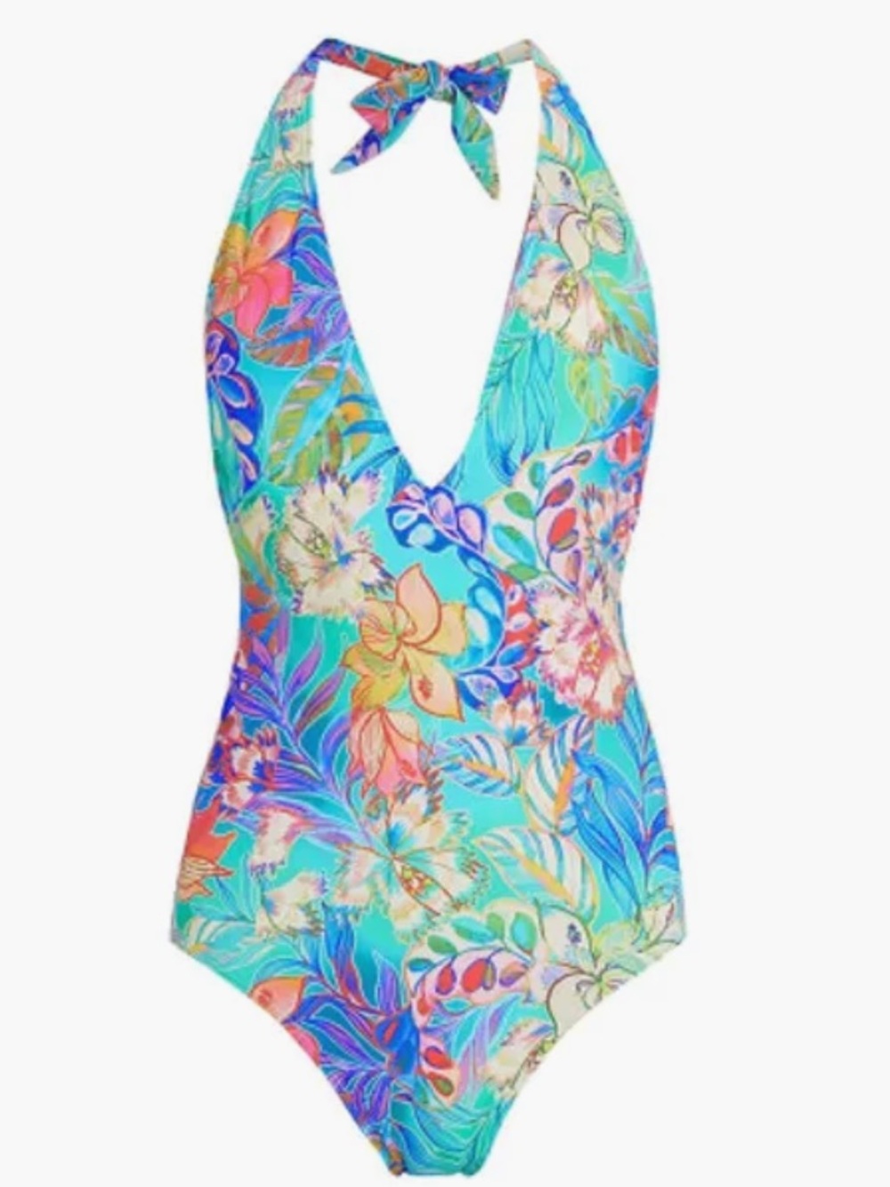 Johnny Was Girls' Halter One-Piece Swimsuit - Teal Multi